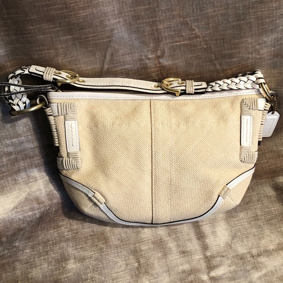 Coach White Leather & Angora Straw Purse - Picture 2 of 11